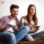 Couple playing video games.