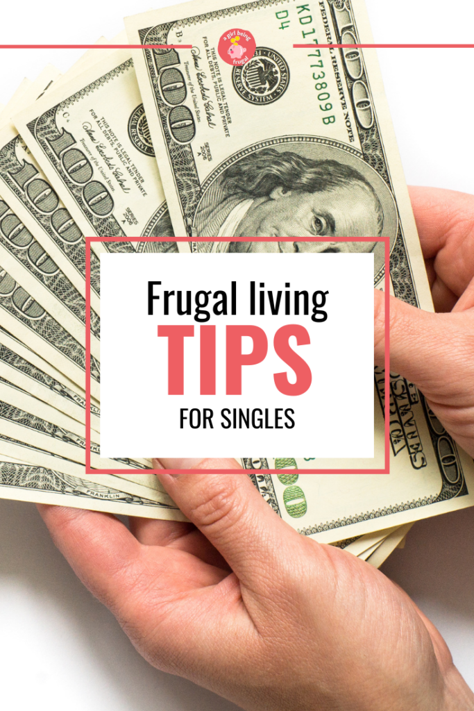 Frugal Living Tips For Singles: Woman holding hundred dollar bills in her hands.