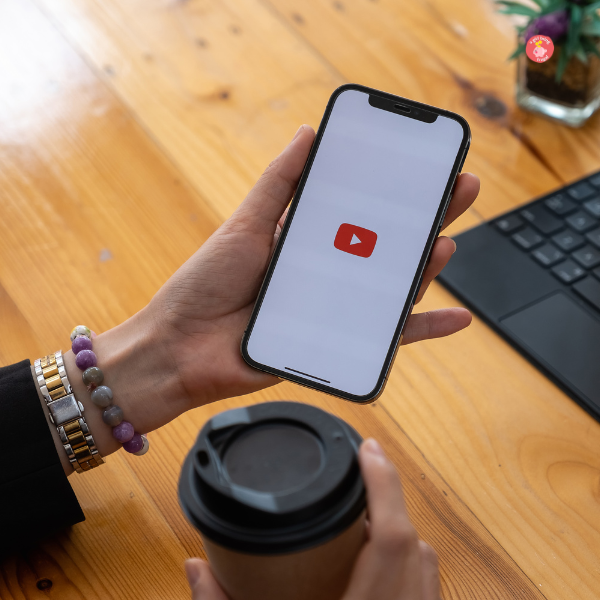 a logo of youtube in a phone